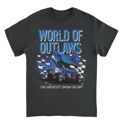 World of Outlaws Blue Fire Black T-Shirt