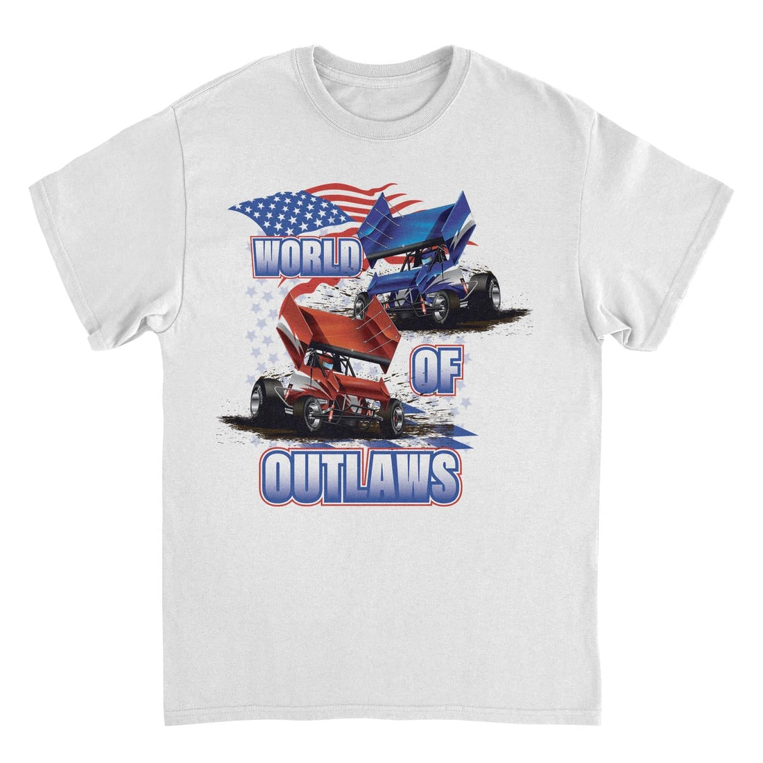 World of Outlaws American Flag White T-Shirt