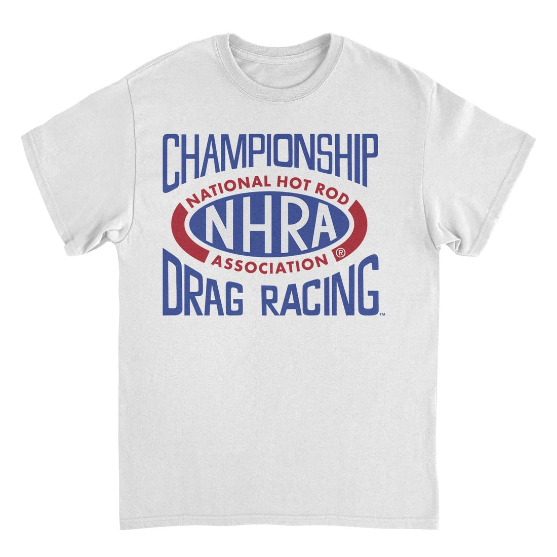 NHRA National Hot Rod Association Drag Racing Red Blue Logo White T-Shirt