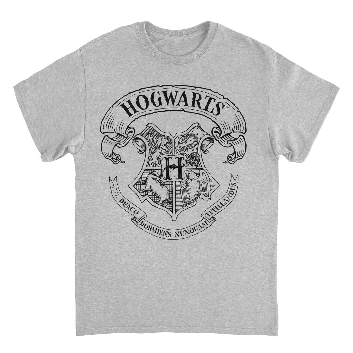Harry Potter Hogwarts Pencil Emblem Sport Grey T-Shirt