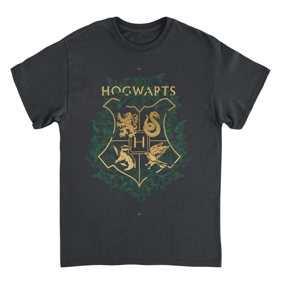 Harry Potter Four Houses Mascot Emblem Black T-Shirt