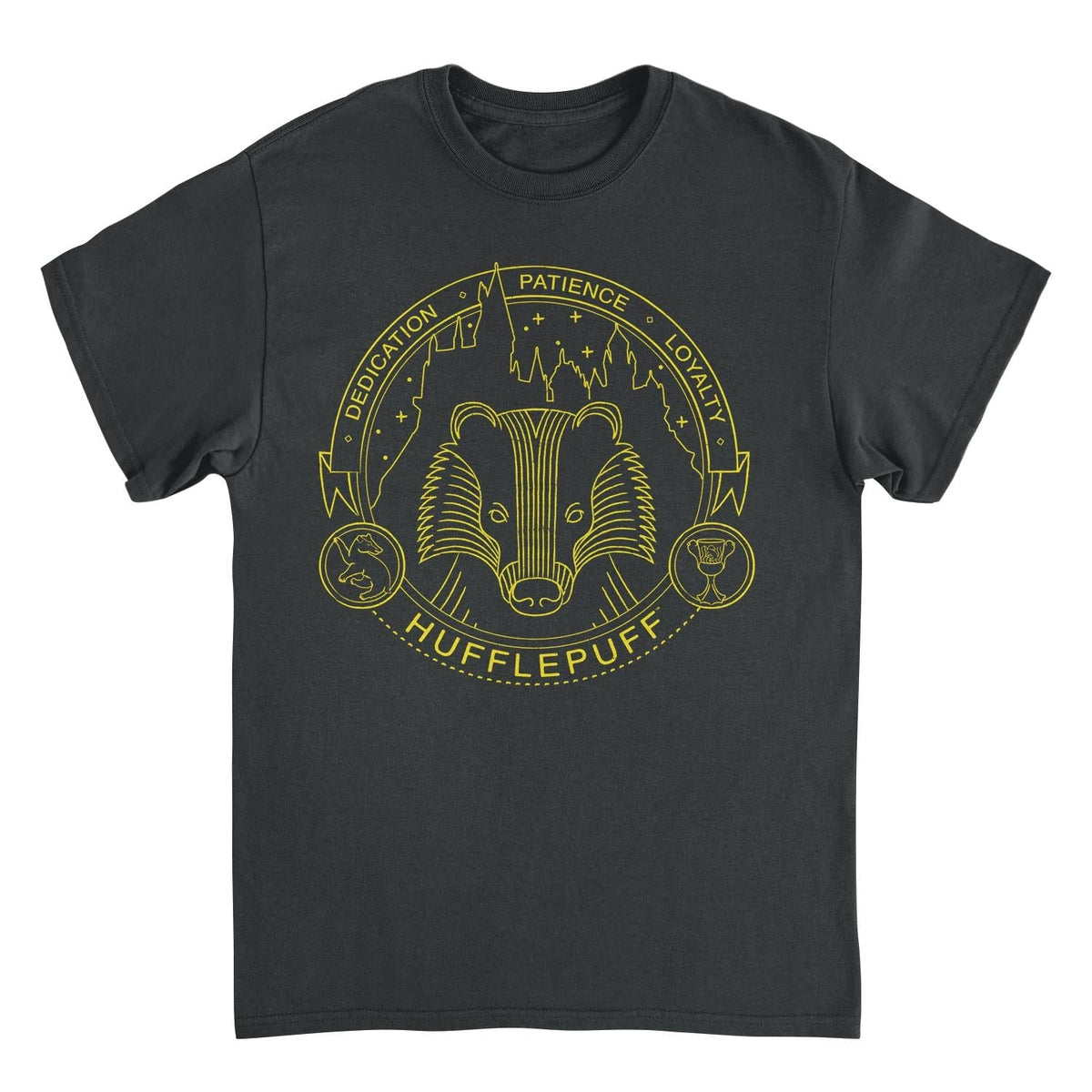 Harry Potter Minimalist Hufflepuff Mascot Outline Black T-Shirt