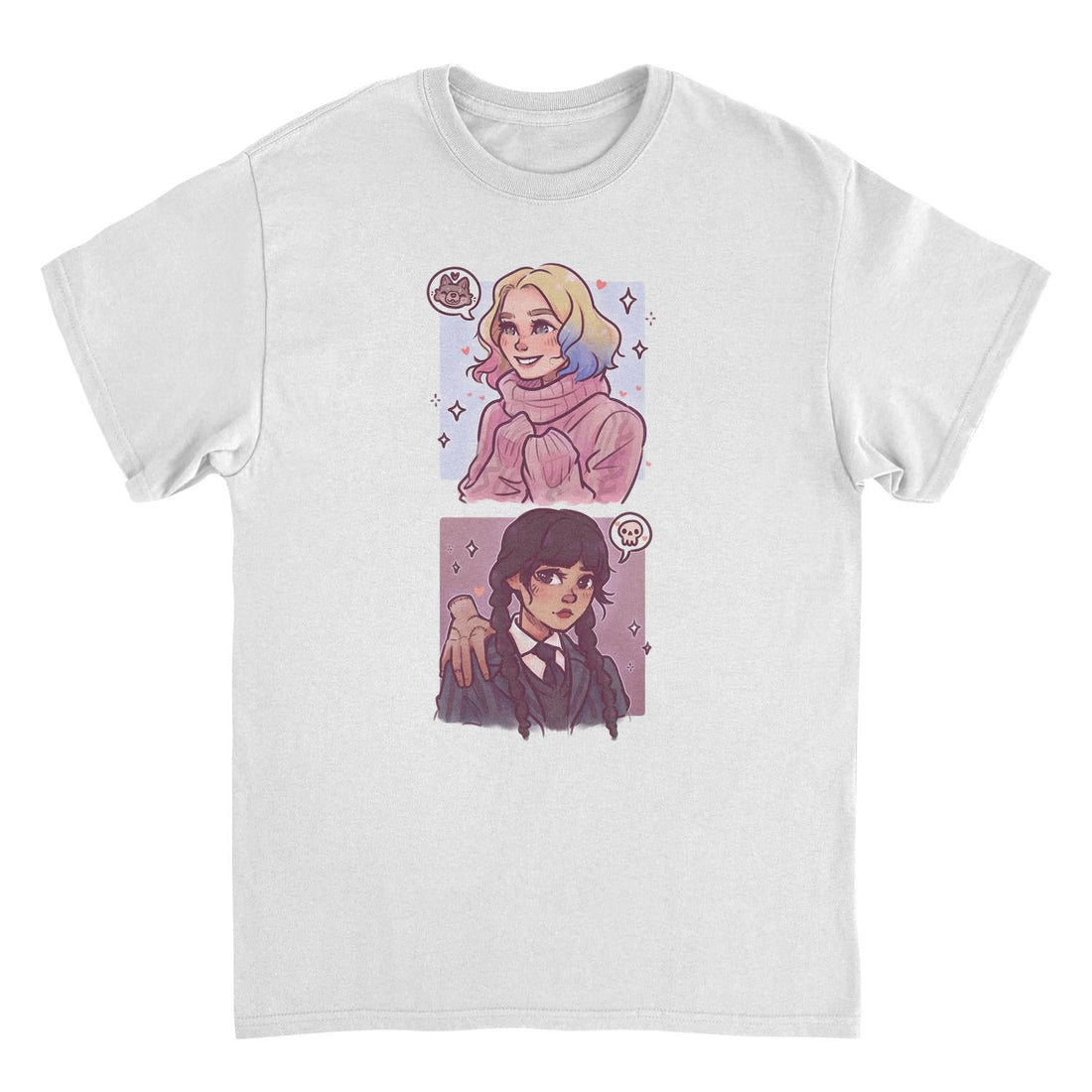 Wednesday Ghouls Stacked White T-Shirt