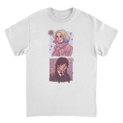 Wednesday Ghouls Stacked White T-Shirt