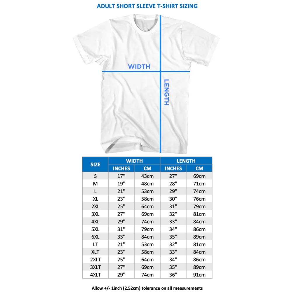 a white t - shirt with measurements for the size of the shirt