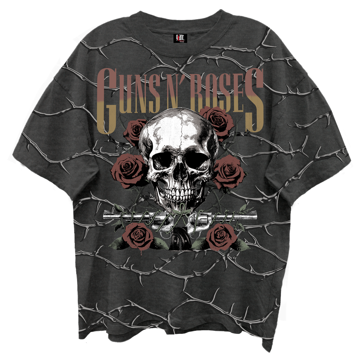 GUNS N ROSES Oversized T-Shirt, SKULL ROSES