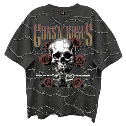 GUNS N ROSES Oversized T-Shirt, SKULL ROSES