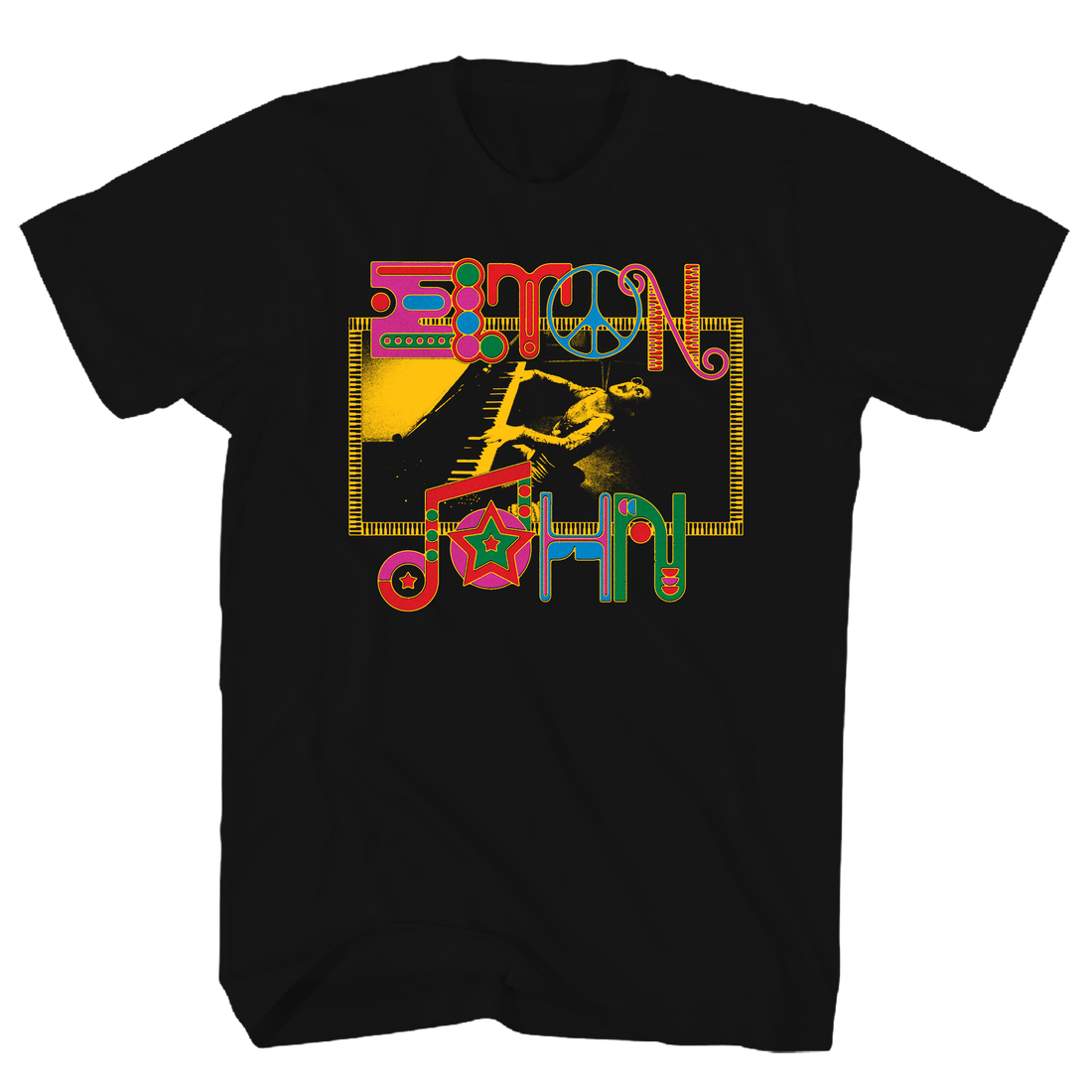 ELTON JOHN T-Shirt, BLACK PIANO