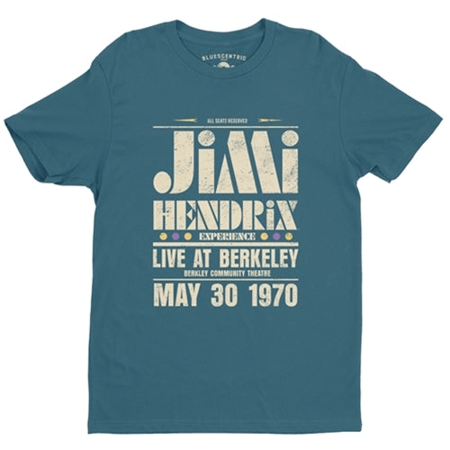JIMI HENDRIX Superb T-Shirt, Live at Berkeley 1970 Deep Teal
