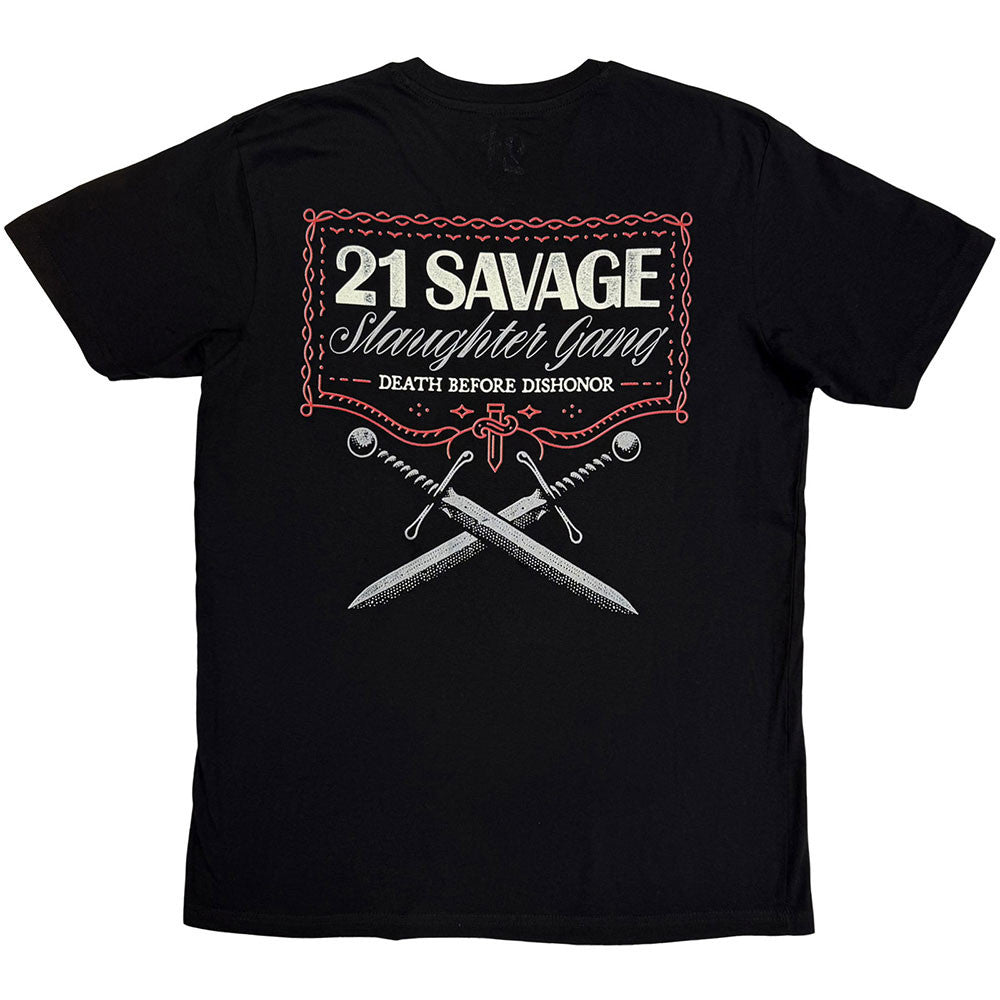 21 SAVAGE Attractive T-Shirt, Death Before Dishonor Daggers