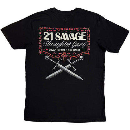 21 SAVAGE Attractive T-Shirt, Death Before Dishonor Daggers