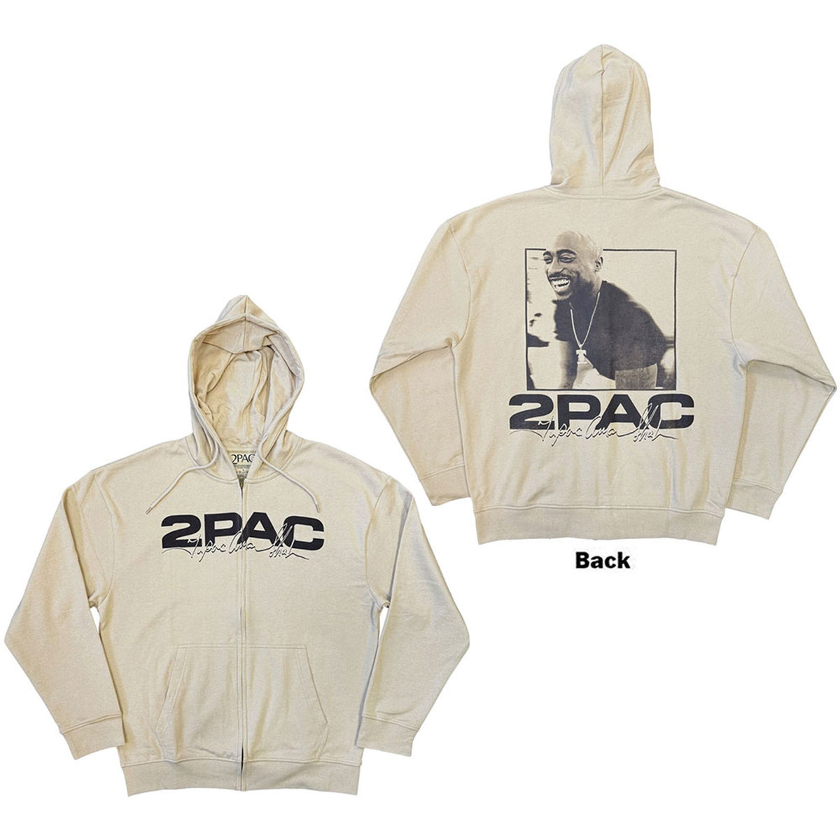 TUPAC Attractive Hoodie, Logo &amp; Black Portrait