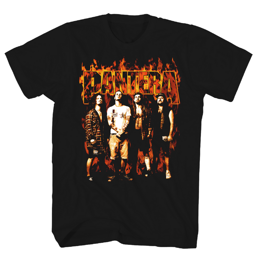PANTERA Attractive T-Shirt, FLAMES BAND PHOTO