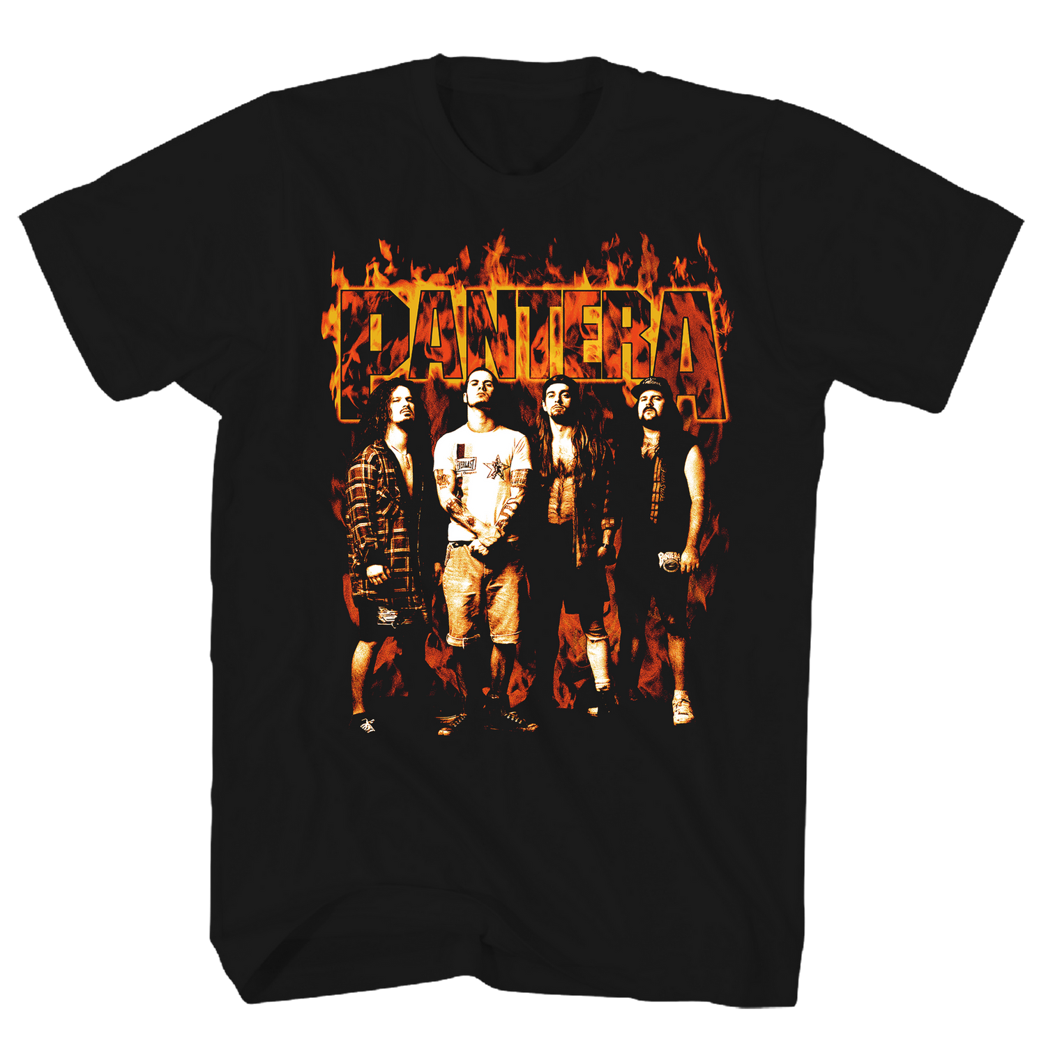 PANTERA Attractive T-Shirt, FLAMES BAND PHOTO