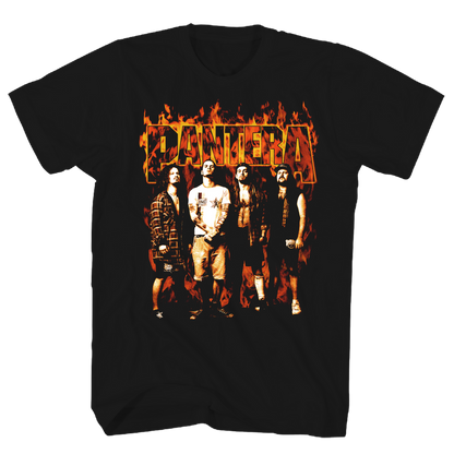 PANTERA Attractive T-Shirt, FLAMES BAND PHOTO