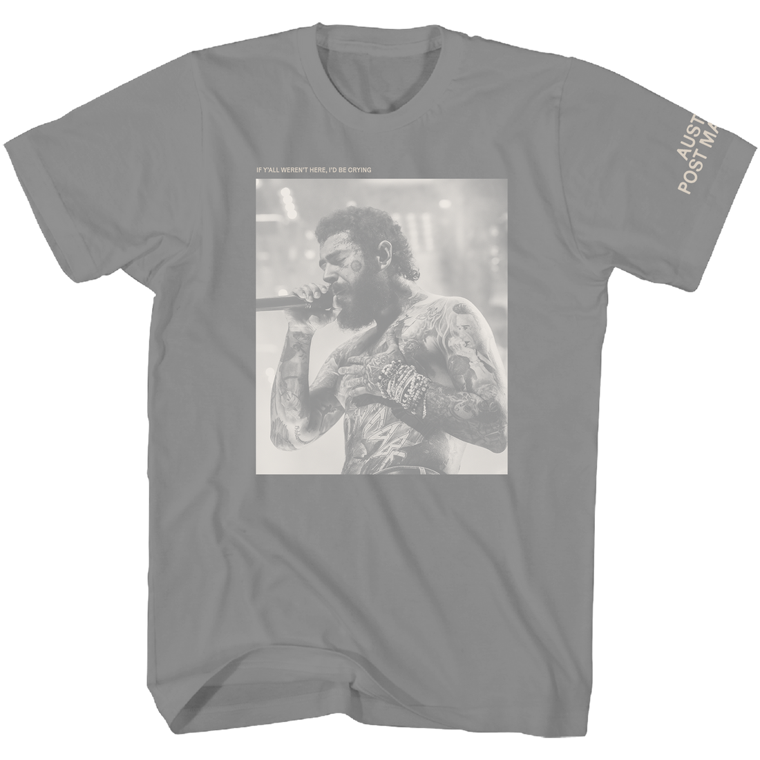 POST MALONE T-Shirt, GRAY PHOTO