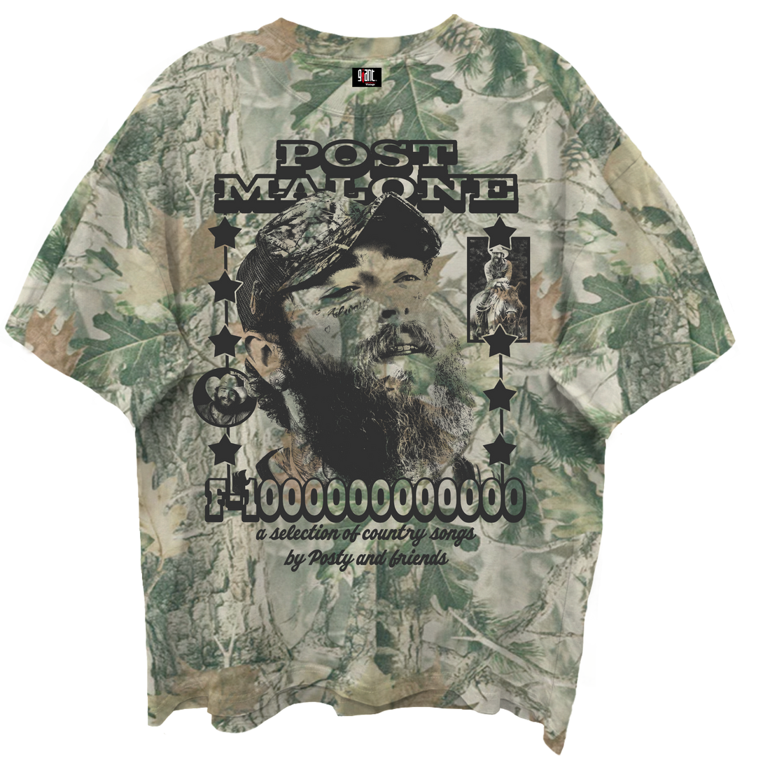 POST MALONE Oversized T-Shirt, F-1 WOODLAND CAMO