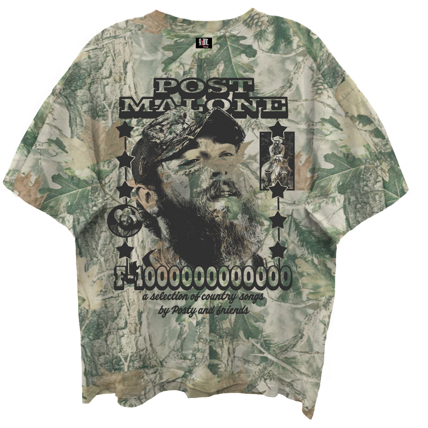 POST MALONE Oversized T-Shirt, F-1 WOODLAND CAMO