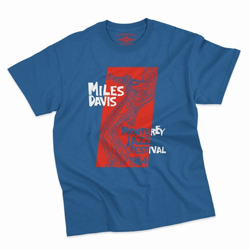 MILES DAVIS Superb T-Shirt, Monterey Jazz Fest 1964 Royal