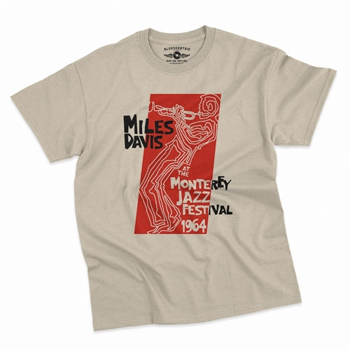 MILES DAVIS Superb T-Shirt, Monterey Jazz Fest 1964 Sand