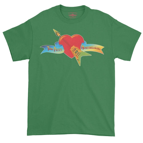 TOM PETTY &amp; THE HEARTBREAKERS Superb T-Shirt, Flying Logo Green