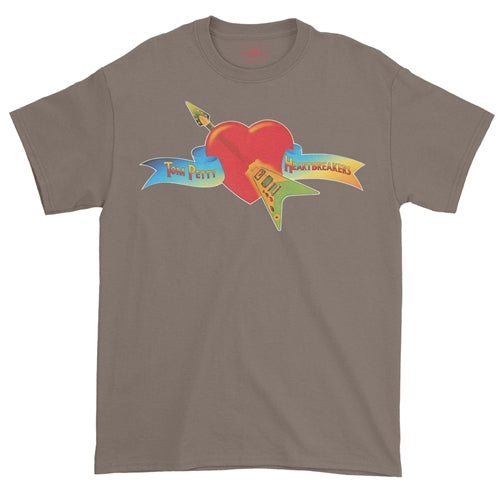 TOM PETTY &amp; THE HEARTBREAKERS Superb T-Shirt, Flying Logo Taupe