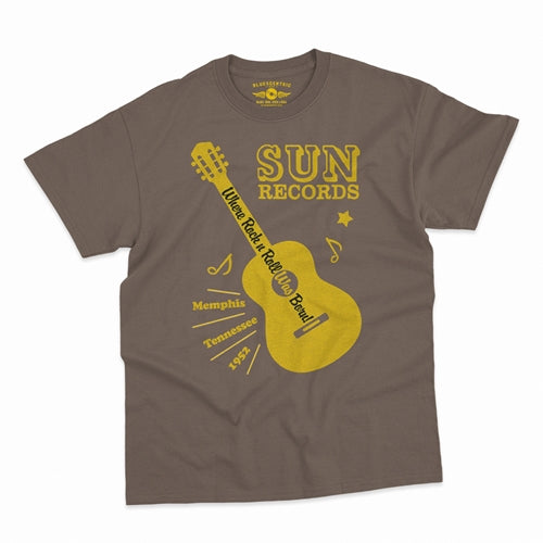 SUN RECORDS Superb T-Shirt, Halftone Guitar Taupe