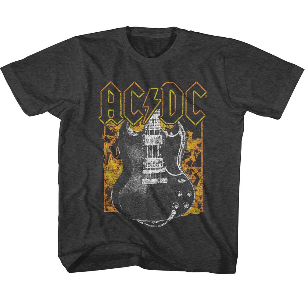 AC/DC Kids T-Shirt, AC/DC FIRE AND GUITAR – Authentic Band Merch