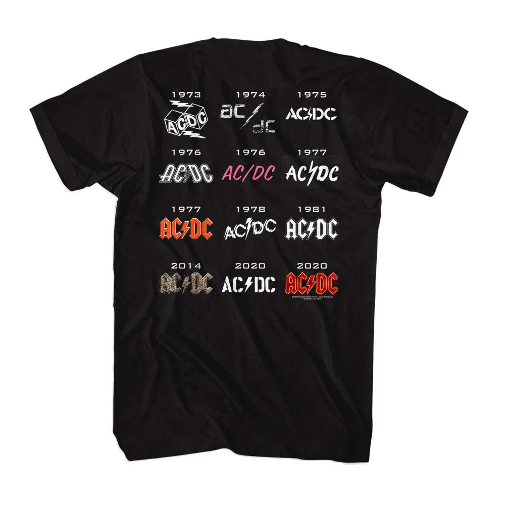 AC/DC Eye-Catching T-Shirt, 50 Years Logos