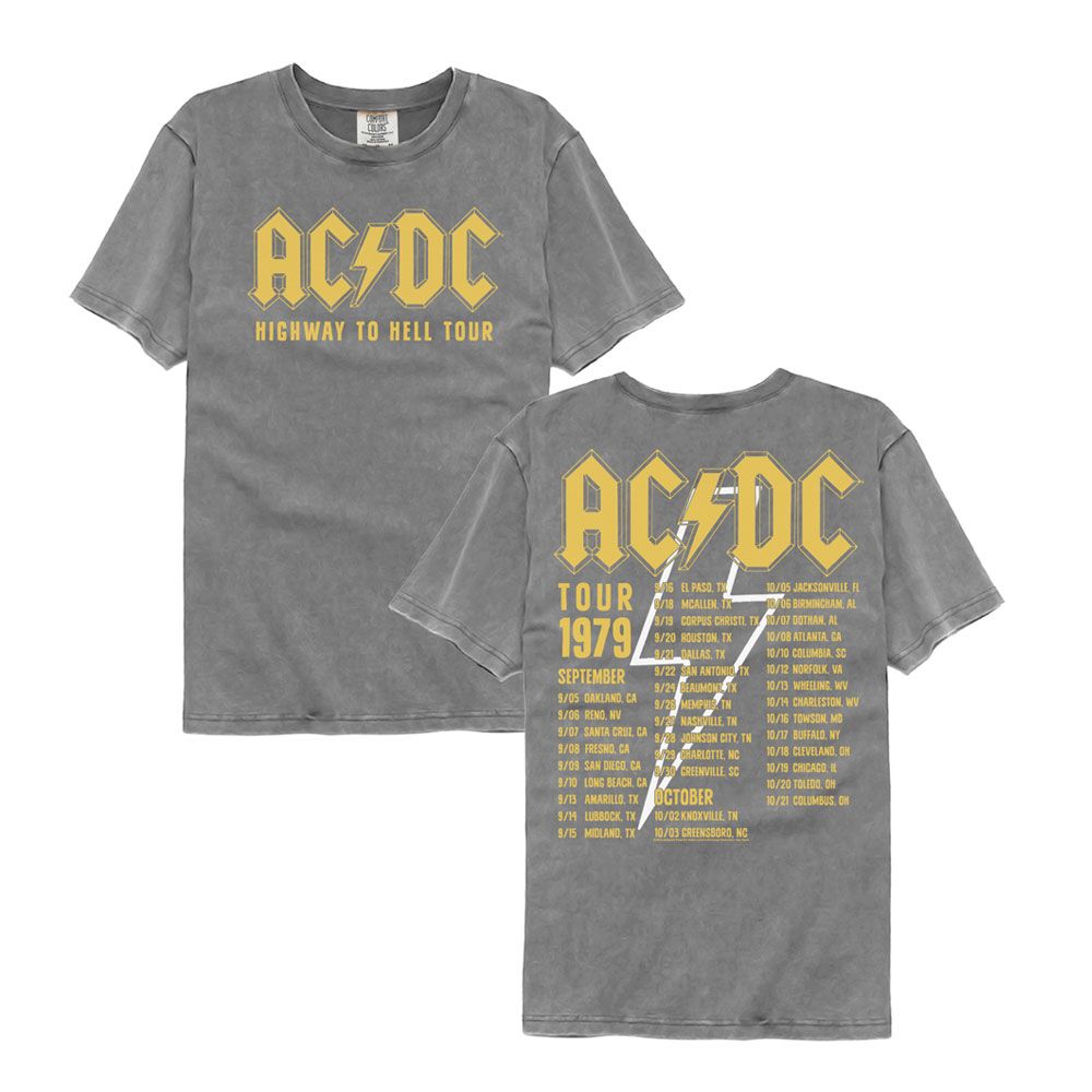 AC/DC Garment Dye T-Shirt, Highway to Hell Tour 1979