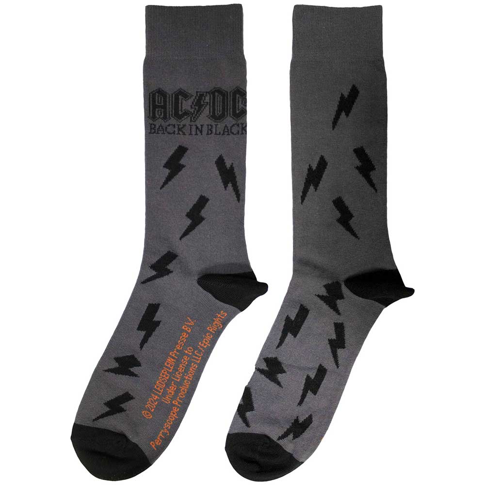 AC/DC Unisex Ankle Socks, Back In Black Bolts