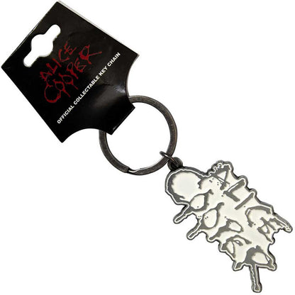 ALICE COOPER Keychain, Dripping Logo Silver