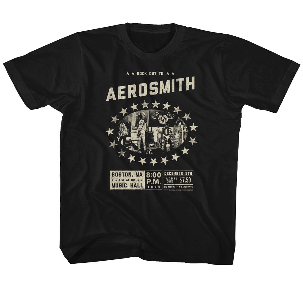 AEROSMITH Eye-Catching T-Shirt, BOSTON MUSIC HALL