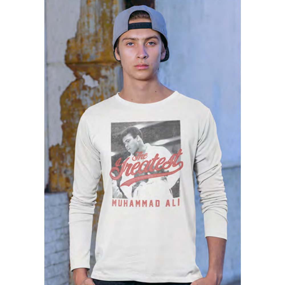 MUHAMMAD ALI Long Sleeve T-Shirt, The Greatest Bw