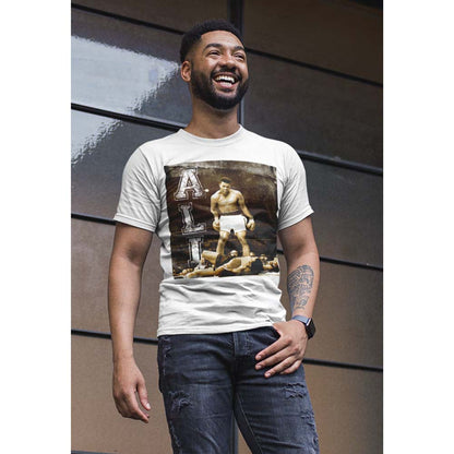 MUHAMMAD ALI Eye-Catching T-Shirt, Grunge Ko Vertical Text