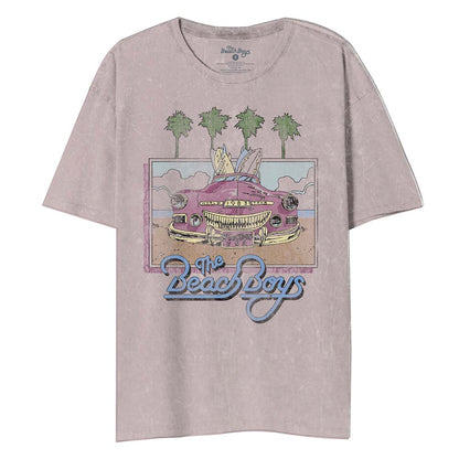 THE BEACH BOYS Mineral Wash T-Shirt, Pink Car