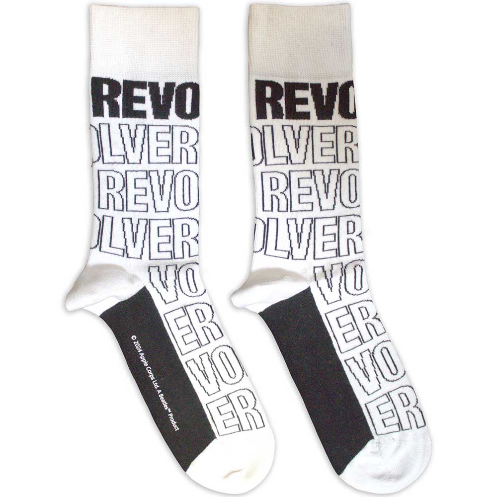 THE BEATLES Unisex Ankle Socks, Revolver Text Outlines Repeat