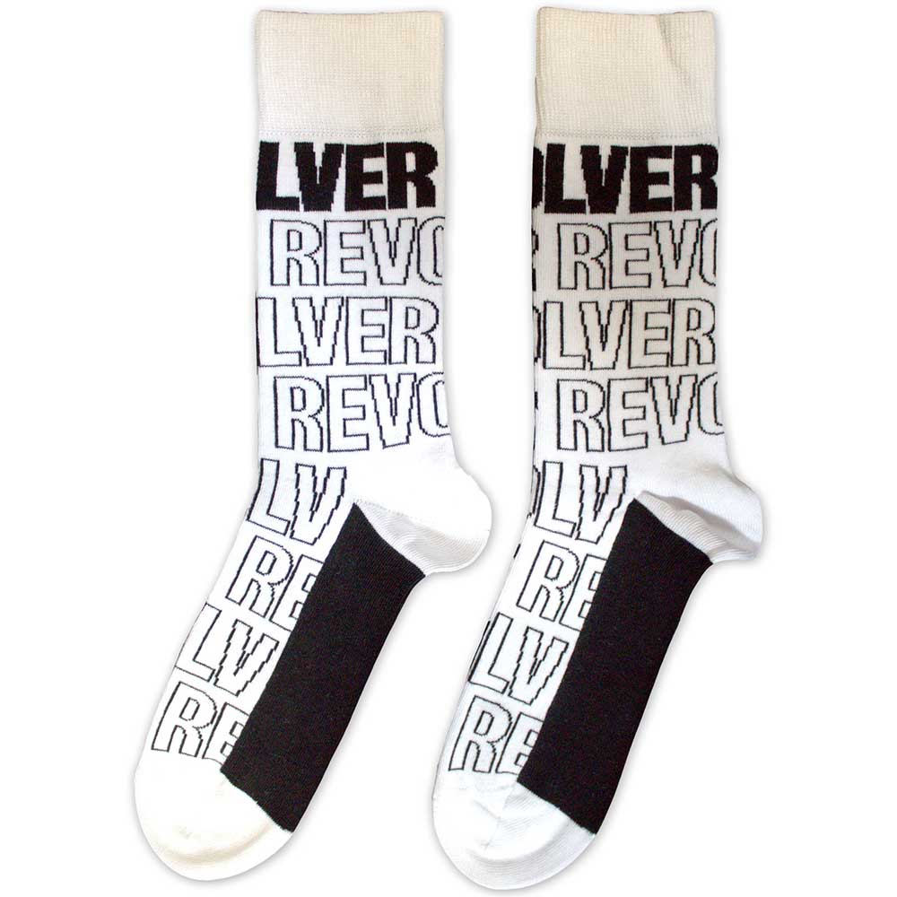 THE BEATLES Unisex Ankle Socks, Revolver Text Outlines Repeat