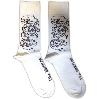 THE BEATLES Unisex Ankle Socks, White Album Faces Outlines