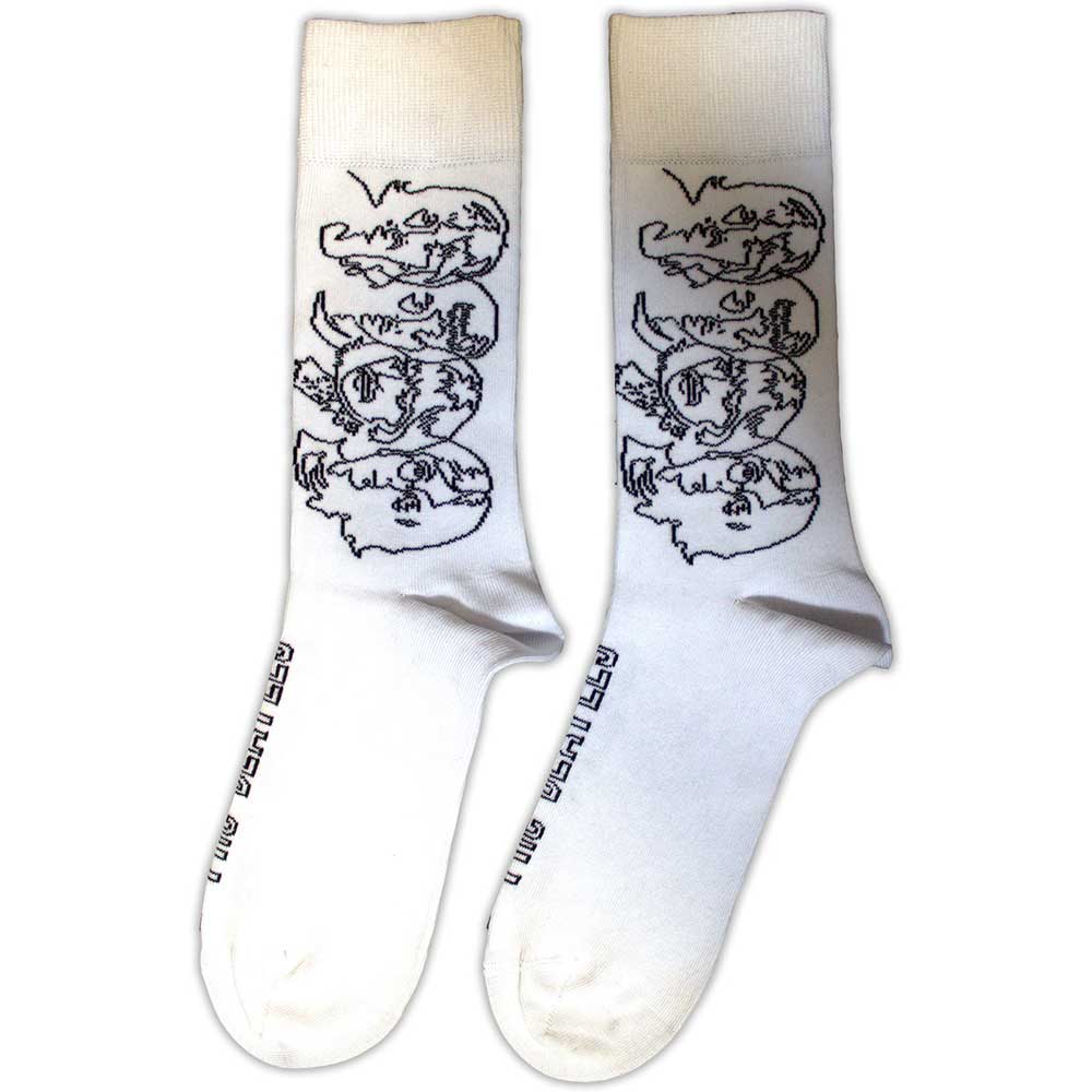 THE BEATLES Unisex Ankle Socks, White Album Faces Outlines