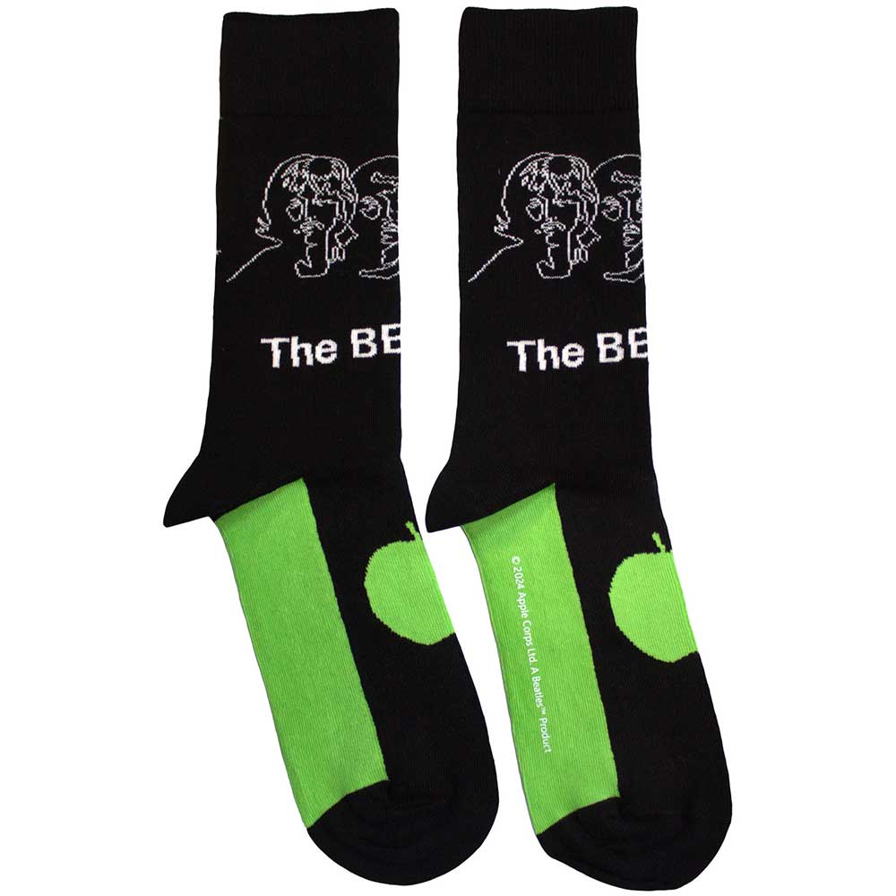 THE BEATLES Unisex Ankle Socks, White Album Faces Outlines & Apple