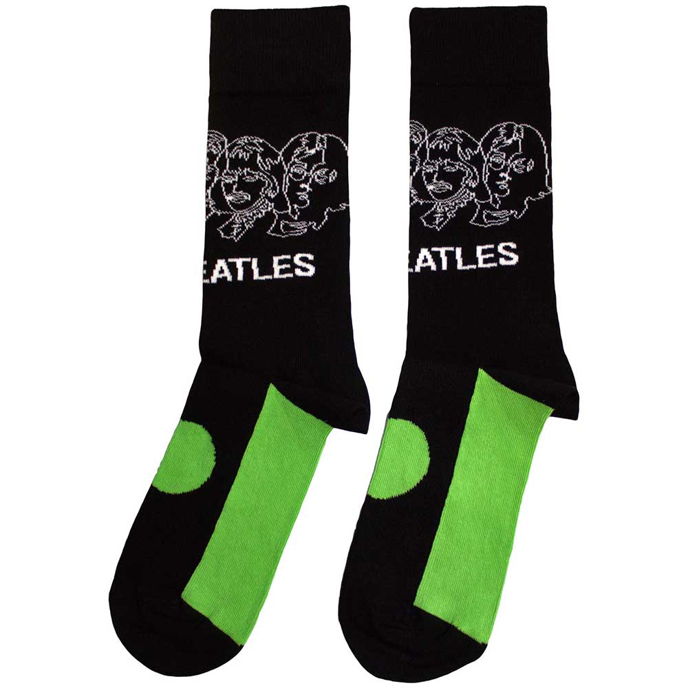 THE BEATLES Unisex Ankle Socks, White Album Faces Outlines &amp; Apple