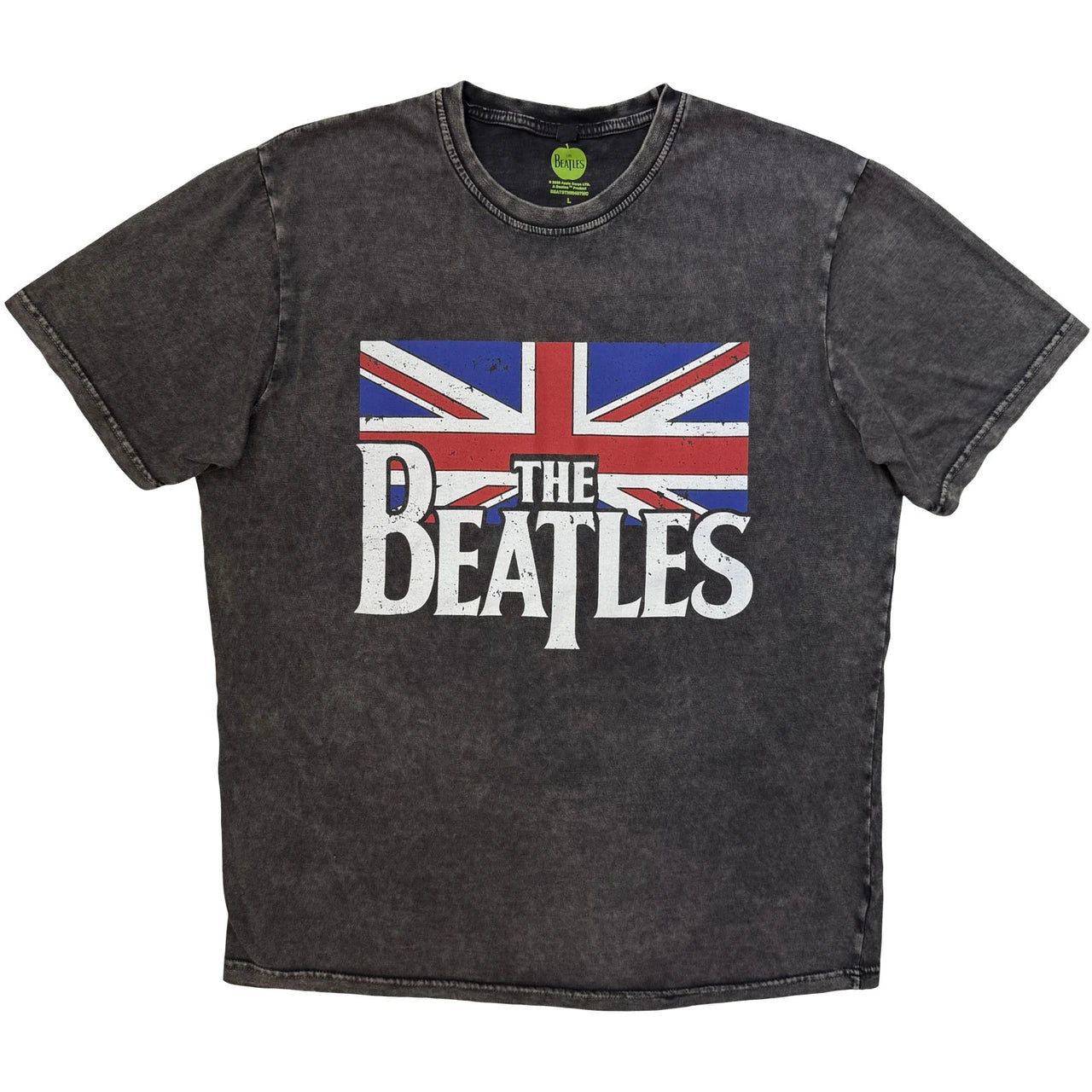 THE BEATLES Stone Wash T-Shirt, Vintage Flag