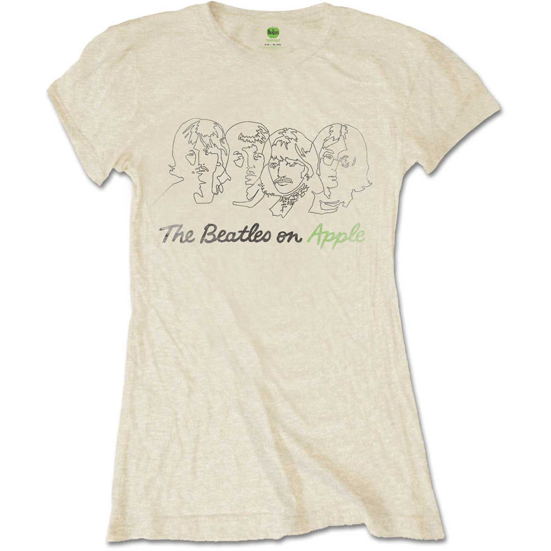 THE BEATLES T-Shirt for Ladies, Outline Faces On Apple