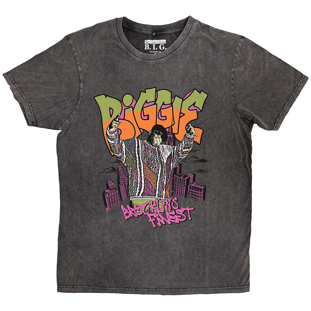 THE NOTORIOUS B.I.G. Stone Wash T-Shirt, Cartoon Graffiti