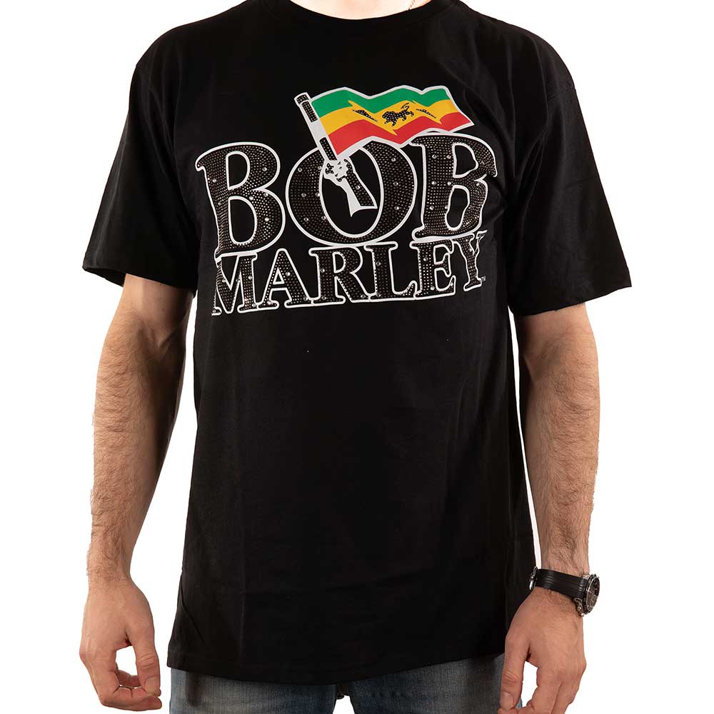 BOB MARLEY Attractive T-Shirt, Flag Logo