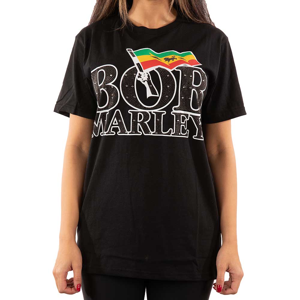 BOB MARLEY Attractive T-Shirt, Flag Logo