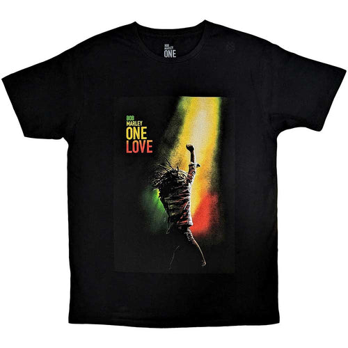 Women's: Bob Marley - One Love Stripe Apparel Womens T-Shirts - Black 