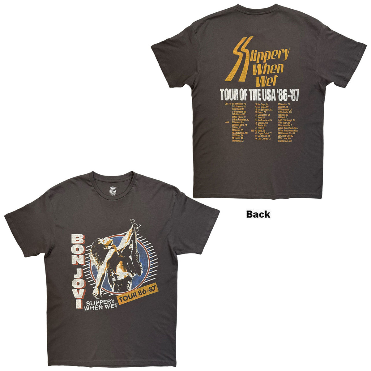 BON JOVI Attractive T-shirt, Slippery When Wet Tour &