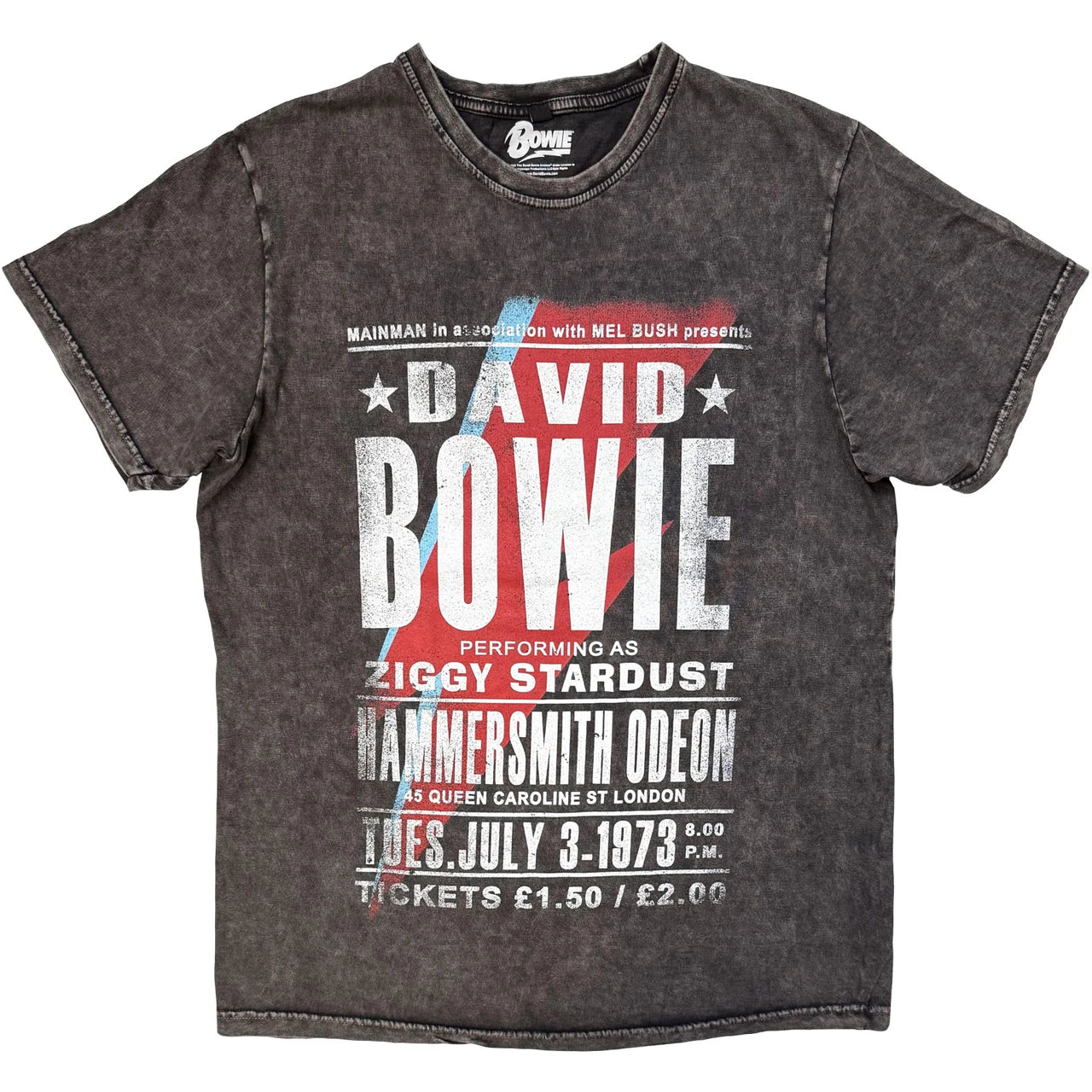 DAVID BOWIE Stone Wash T-Shirt, Hammersmith Odeon
